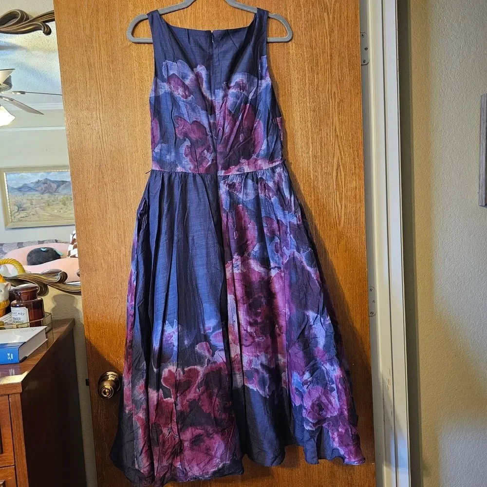 Lela Rose Purple Watercolor Satin Dress - Picture 4 of 6